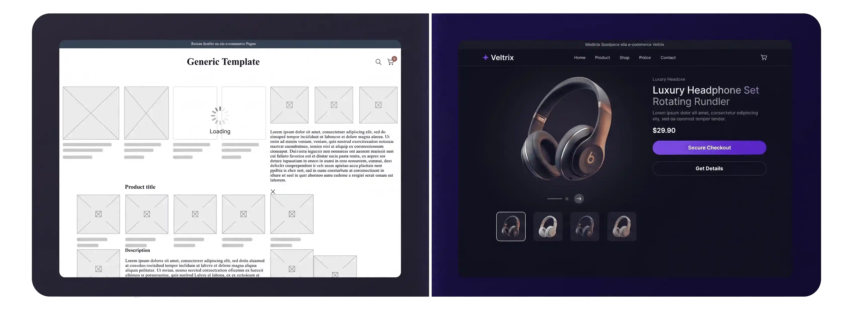 Comparativa Web Convencional vs Experiencia Veltrix
